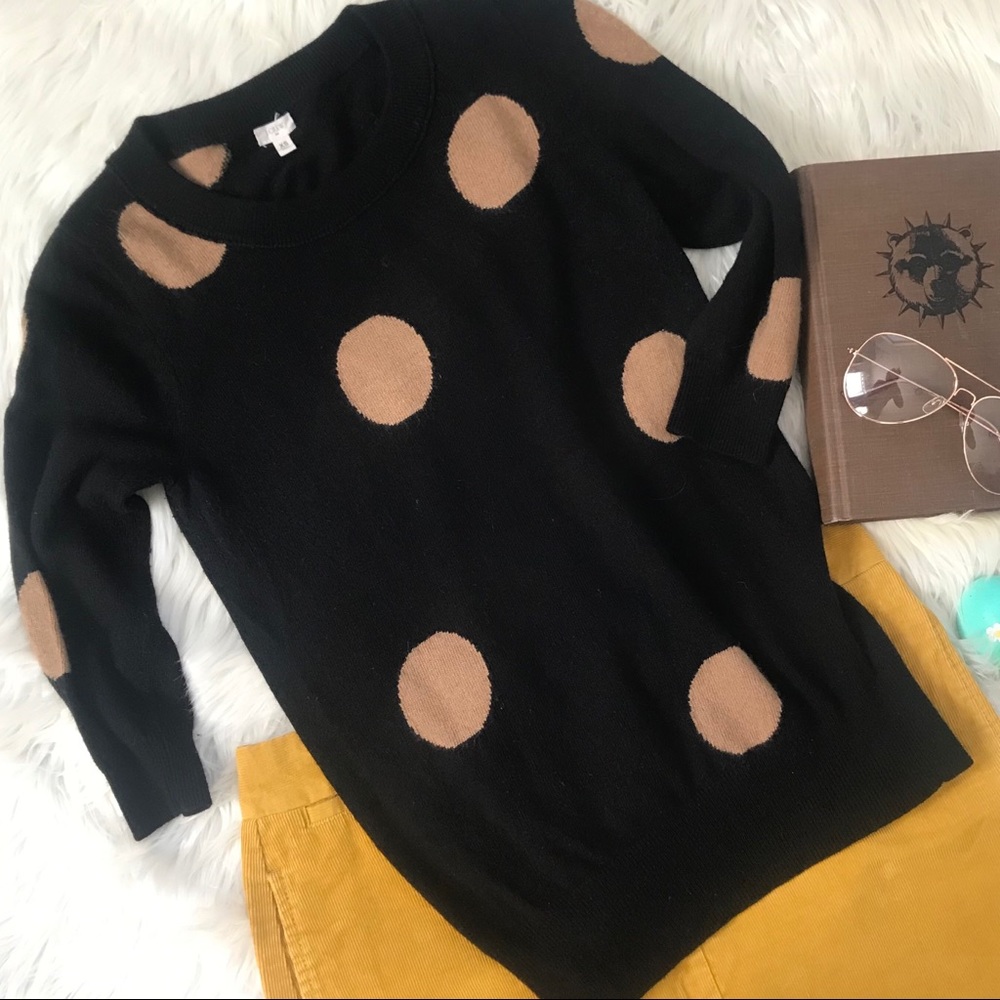 J. Crew | Polka Dot Sweater Shirt Black & Tan XS